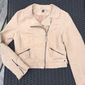 H&M faux suede cropped biker jacket size 2